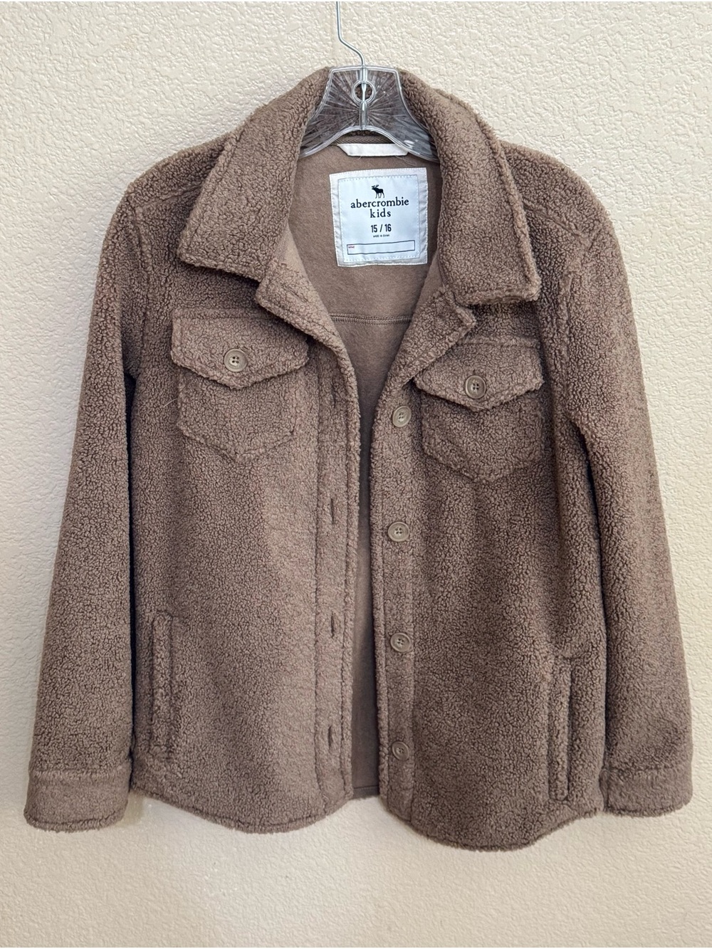 abercrombie kids Cozy Brown Sherpa Button Jacket